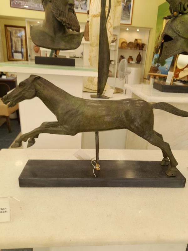 Bronze Jockey and horse on marble base